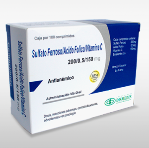 SULFATO FERROSO/ÁCIDO FÓLICO/VITAMINA C - DISMEDIN