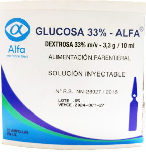 GLUCOSA ALFA - HIPERTROSA 33% INYECTABLE X 10 ML AMP.