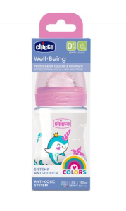 BIBERON PLASTICO WELL - BEING 0M+ /150ML 5 OZ CHICCO ROSA