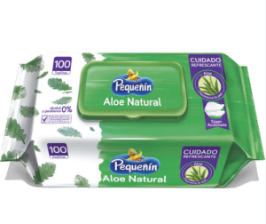 TOALLITAS HUM. PEQUEÑIN ALOE NATURAL  X 100 UNID