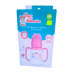MAIC BIBERON CON MANGO & TETINAS 3M+ 120ML/4OZ