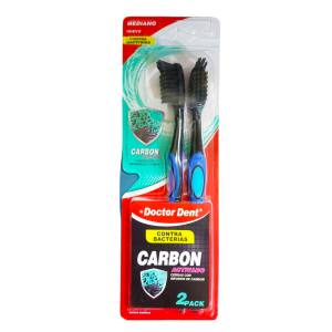 CEPILLO CARBON ACTIVADO DOCTOR DENT MEDIANO PACK X 2