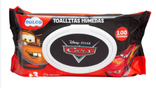 TOALLAS  HUMEDAS DULCO CARS  X100 UNIDADES