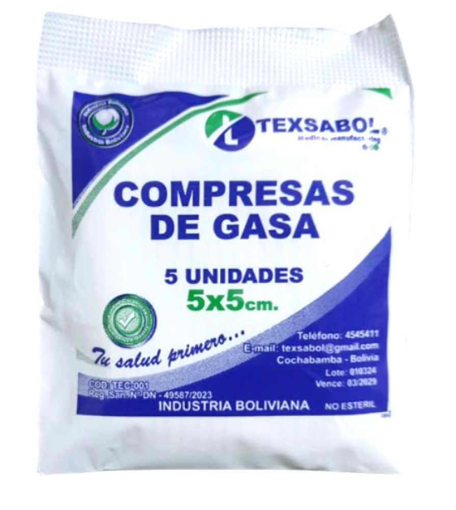 COMPRESAS DE GASA 5CM X 5 - TEXSABOL