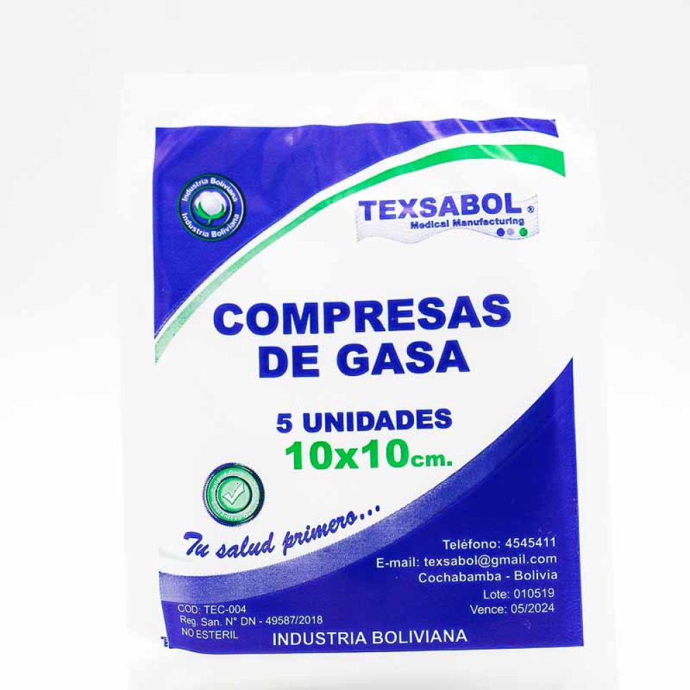 COMPRESAS DE GASA 10 X 10 CM TEXSABOL