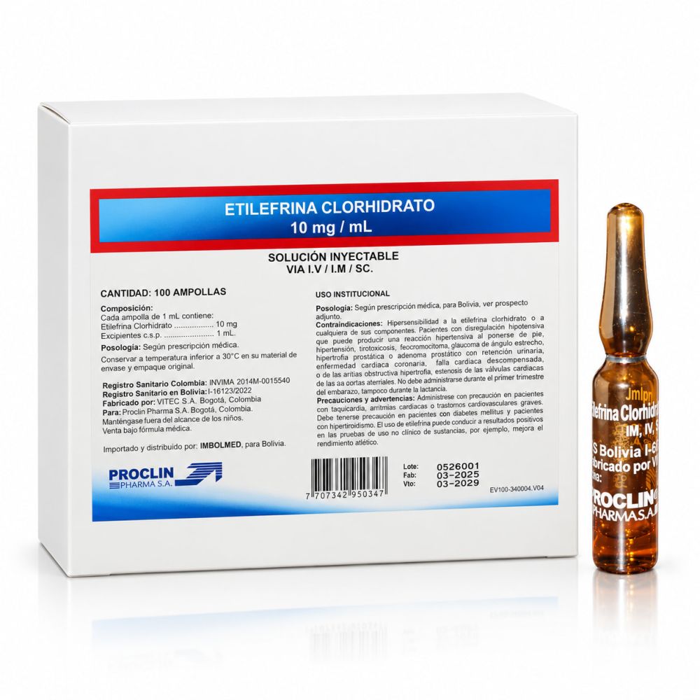 ETILEFRINA CLORHIDRATO 10 MG X AMPOLLA - PROCLIN