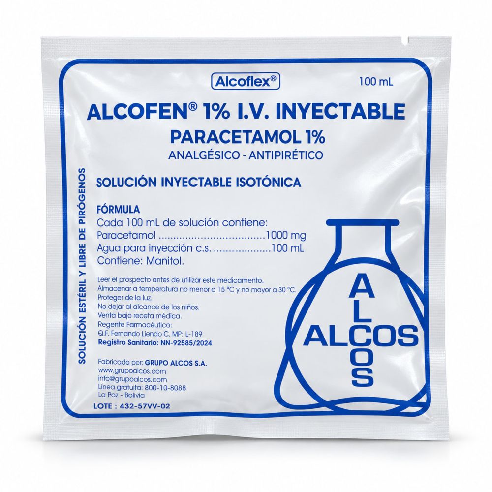 ALCOFEN 1% I.V. INY. PARACETAMOL 1% X AMPOLLA