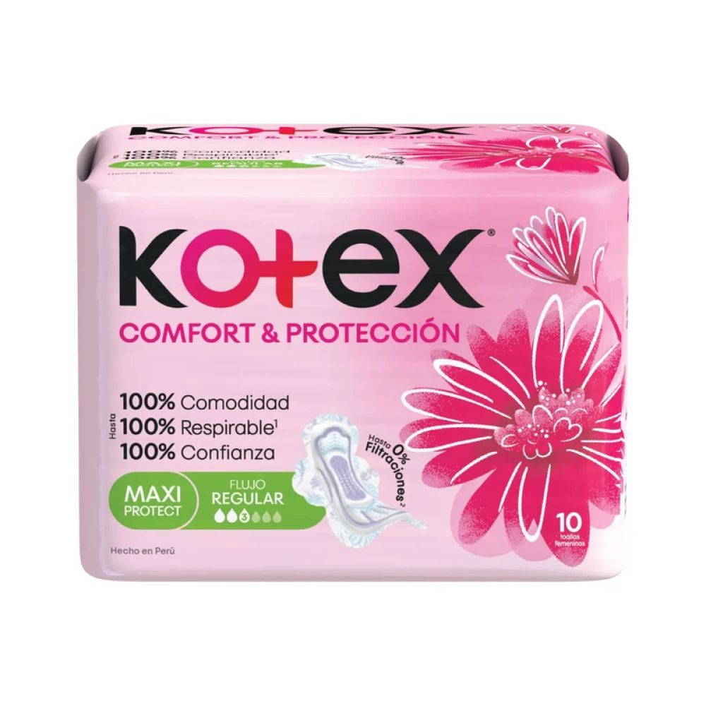 KOTEX COMFORT & PROTECCION MAXI PROTECT X 10
